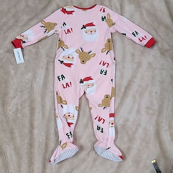 CARTER'S PINK SANTA FLEECE FOOTIE,  SIZE 3T - NEW - Picture 5 of 6